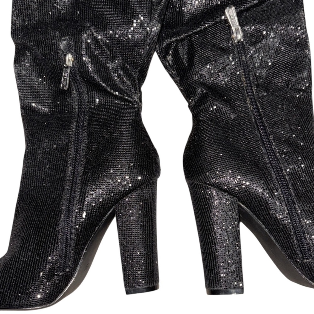 Cape Robbin Slouched Glitter Accent Black Knee-High Boots Size 7.5 - Picture 4 of 9